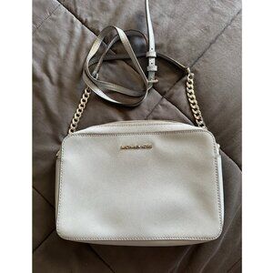 Michael Kors Jet Set Large Saffiano Leather Crossbody Bag (Light Blue)